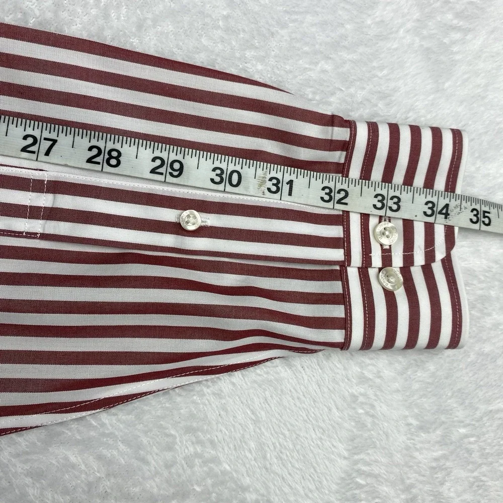 Brooks Brothers Shirt Mens Medium Crimson/White Stripes Regent Non Iron